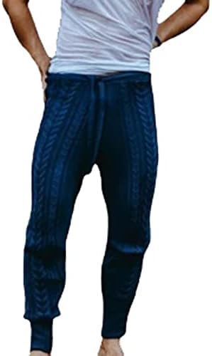 Вокачи плетени тенок панталони за мажи, 2022 пролетно волнено бурно плетено плетено дебело топло панталони со панталони обични