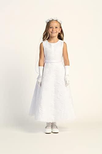 Прв Фустан За Причест За Девојчиња-1-ви Фустани За Света Причест-Бело Крштевање Лдс Вестидос Де Примера Причест