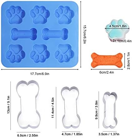 Комплет од 5, 2 Пакувања Силиконски Калапи Кученце Куче шепа &засилувач; коска во Облик на 2 во 1 и 3 Пакувања Нерѓосувачки Челик Коска Колачиња