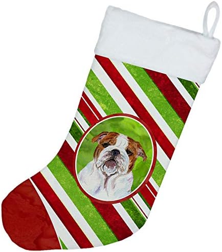 Богатства на Каролина SS4553-CS булдог Англиски бонбони трска одморен Божиќ Божиќно порибување, камин виси чорапи Божиќна сезона забава