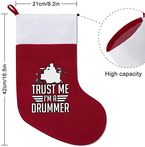 Верувај ми, јас сум тапанар Божиќ што виси порибување симпатична санта чорап за украси за украси од Божиќ, украси подароци