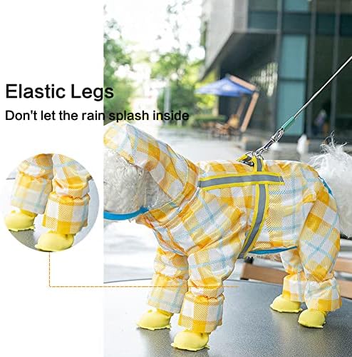 Митили симпатично кученце куче од дожд со четири нозе со четири нозе водоотпорен сеопфатно со капа, водоотпорна јакна за дожд со ноќна рефлексивна