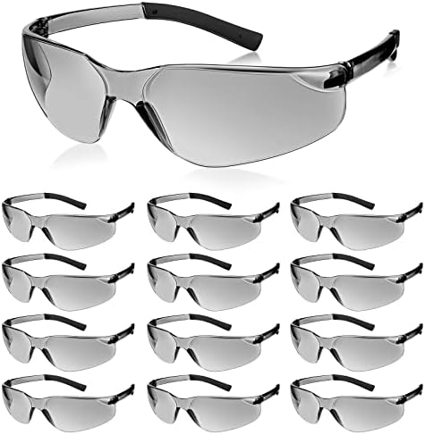 Quekay 12 парчиња безбедносни очила влијаат на UV -отпорни на гребење Поликарбонат Поликарбонат безбедносни очила, чиста заштитна заштита