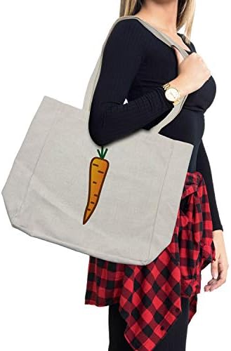 Амбесон зелена и портокалова торба за купување, цртање на морков со симплистички дизајн на зеленчук Doodle, еко-пријателска торба