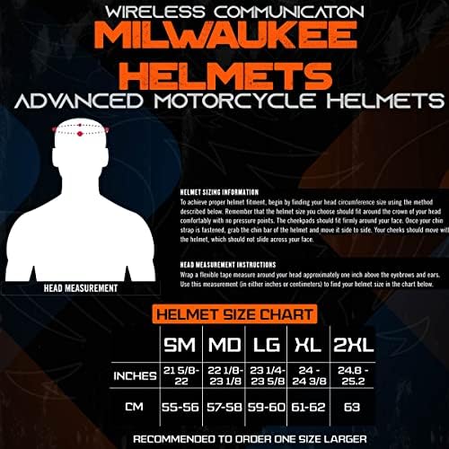 Милвоки шлемови H7000 Сјајно црна црна „Мејдеј“ модуларна мотоцикл кацига w/интерком - вграден звучник и микрофон за мажи/жени -