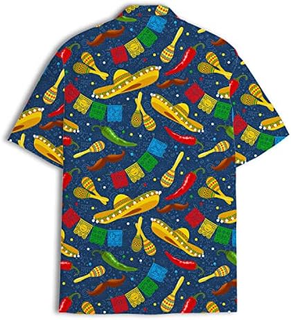 Смешни кошули на Синко де Мајо Хавајски кошули за мажи, Копче за тропски кратки ракави Хавајски кошула 23032