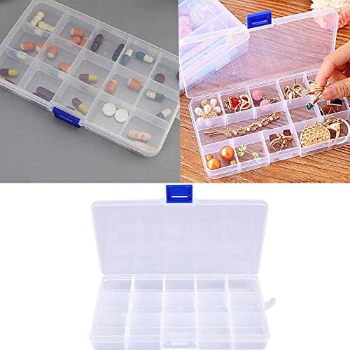 Anyumocz 6 пакувања 15 решетки за пластични занаети кутии со прилагодливи делители, контејнер за организатор на накит за прстени