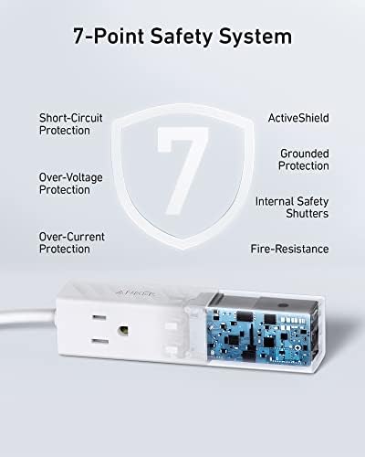 Anker Power Strip со USB C, PowerCube со 3 продажни места и 30W USB C, 5FT продолжена кабел и лента за патна моќност USB C, Anker