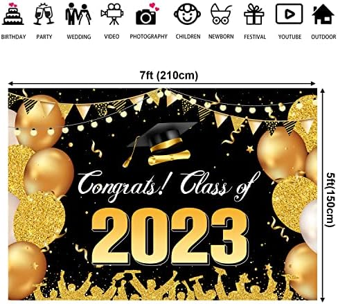 7x5 ft 2023 Дипломирање позадина Позадина конкретни конкретни одделенија класа на позадини од 2023 година сјај за дипломирање фотографии
