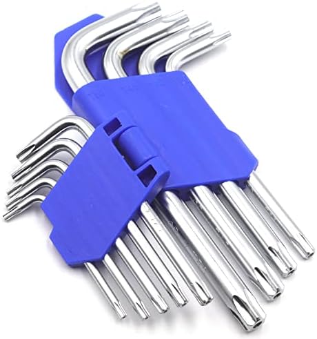 Mini Torx клуч за клучеви l клуч за тамперпорен ален со T6, T7, T8, T9, T10, T15, T20, T25, T27 Torx Bit, 9pcs