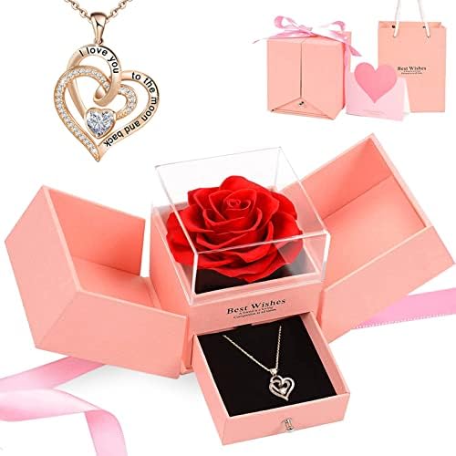 Подароци за мајка Јоакио, зачувана кутија за накит од роза со срцев ѓердан, кутија за подароци и картички, идеи за подароци за неа, картичка