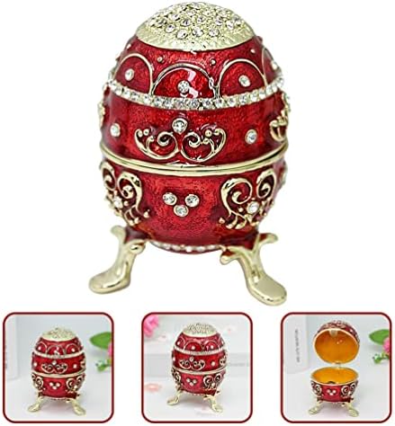 Didiseaon гроздобер накит кутија метална накит кутија јајце облик на накит држач за контејнер емајлиран празник обетки за складирање