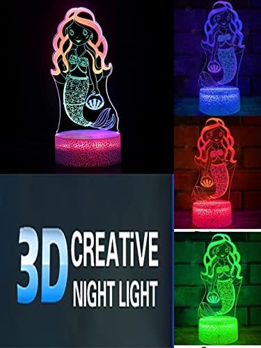 3д Ноќна Светлина Сирена Оптичка Илузија Светилка Креативен Подарок Визуелна Светилка Динамичен Допир ПРЕДВОДЕНА Од Три Шарени За Украси