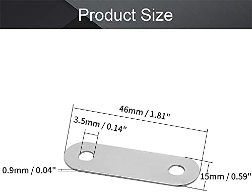 MroMax 20pcs Рамни Плочи за Поправање 1.81 x 0.59 Железо Директно Заграда Приклучок За Спојување Плочи Со Завртки за Поправање Поправки