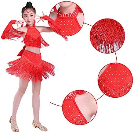 Среќни девојки од цреша, строги танцувачки облеки во латинска салса костуми, 4-13Y