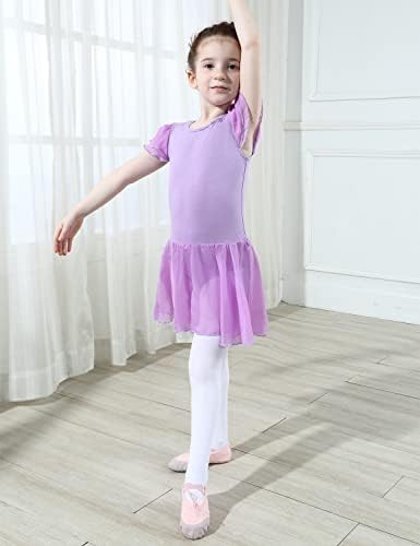 Ајшопеер балетски леотар за девојки кратки ракави за деца танцуваат облеки