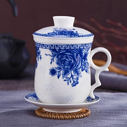 Чај талент чаша чај со чај со инфузер и комплети за чинија - кинески керамика ingингдезен керамика кафе чаша чаша лабава систем