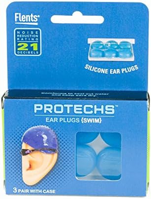 Flents Protechs за еднократно уво приклучоци за пливање, силиконско вклопување ја задржува водата, заштита од уво и затнување, 3 пара со кутија,