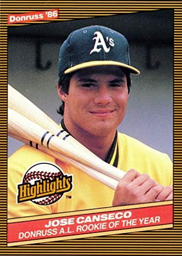 1986 година нагласи Донрус 55 Бејзбол картичка Хозе Кансеко - Донрус А.Л. Дебитант на годината