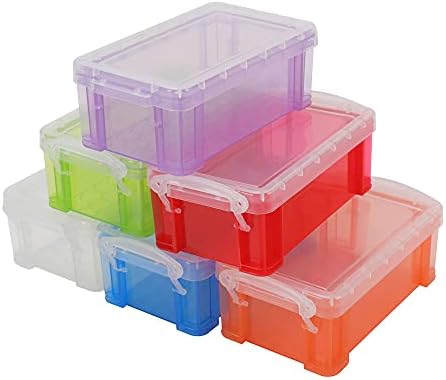 Qyang 5,3-инчен сет од 6 парчиња од 6-бои Мала пластична кутија за складирање, проucирна кутија за складирање на алатки за складирање,