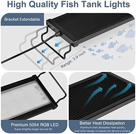 Abestfish Aquarium Light, Smart App Control Light Со Прилагодливи RGB Led Диоди, 24/7 Осветлување Со Целосен Спектар, Прилагодлив