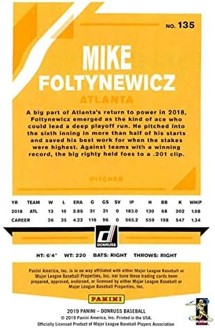 2019 година Донарус 135 Мајк Фолтиневич Атланта Брејвс Бејзбол картичка