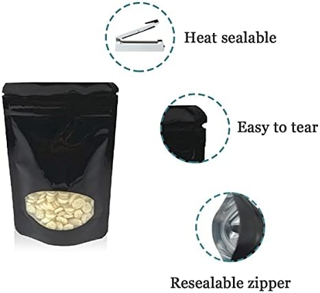 100 Парчиња Стојат Миларни Кеси Пластична Торбичка За Прозорци За Заклучување За Складирање Храна Со Патент Торба Од Алуминиумска Фолија