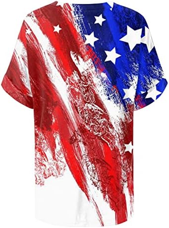 4 јули Маици За Жени Краток Ракав О Маица За Вратот Американски Знаме Ленти Вратоврска-Боја Патриотска Кошула Туника Блузи