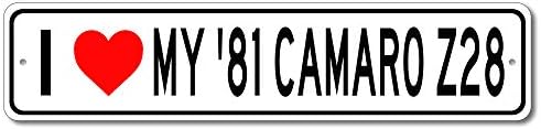 1981 81 Чеви Камаро З28 Го Сакам Мојот Автомобил Алуминиумски Знак, Гаражен Ѕид Декор, Човек Пештера Знак-4х18 инчи