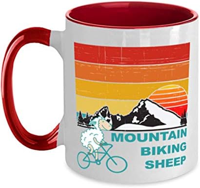 смешно-ретро-планински велосипедизам-Овци Двобојна Црвена И Бела Кригла За Кафе