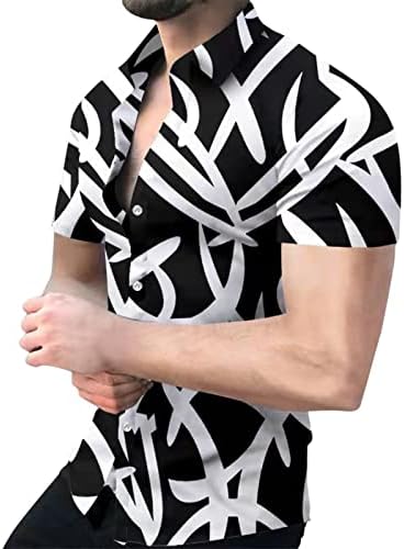 Zdfer 2022 нови кошули за мажи, летно копче за кратки ракави за кратки ракави, геометриски принтри, хавајски кошули јаки врвови