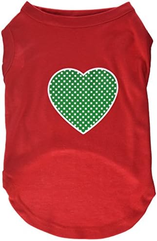 Производи за миленичиња од миленичиња зелена швајцарска кошула за печатење на срцев екран, голема, црвена боја