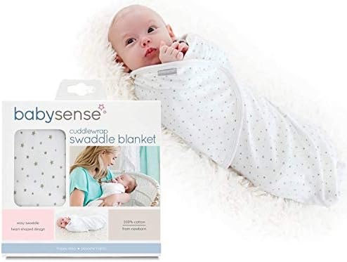 Бебе смисла CuddleWrap Swaddle Clain/наградувана бебешка обвивка | Истегнување и безбеден памук плус лесни ткаенини за спиење, телесна температура, хранење, смирување