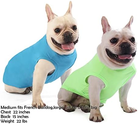Сихиен куче празно Брзи суви кошули, лесни затегнати летни цврсти кучиња мачки облека, без ракави ладни маици за мало момче раса, зелена/сина боја,