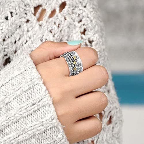 Womenенски модни прстени гроздобер со две тони пчели цветни венчавки накит гроздобер прстен за ангажман за мажи ветувачки прстени