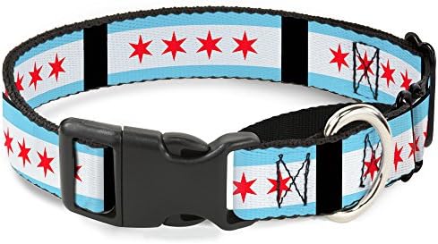 Бак-надолу „знамиња на Чикаго/јака од кучиња Мартингејл, црна, 1,5„ широкопојасни 13-18 “