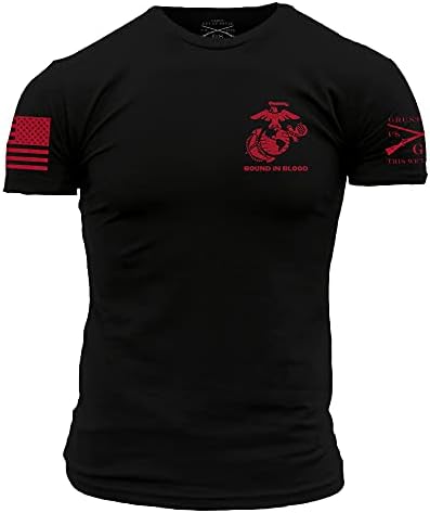 Grunt стил USMC врзан во маица за мажи во крв