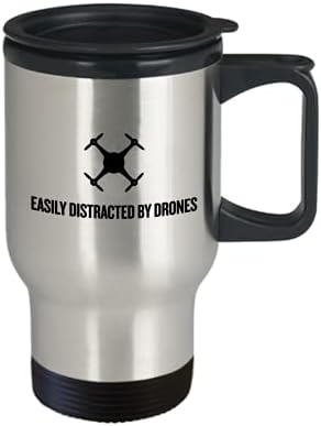 Смешна чаша за патувања со квадкоптер - подароци за дронови - подарок за UAV - Смешен дрон присутен - лесно расеан од беспилотни