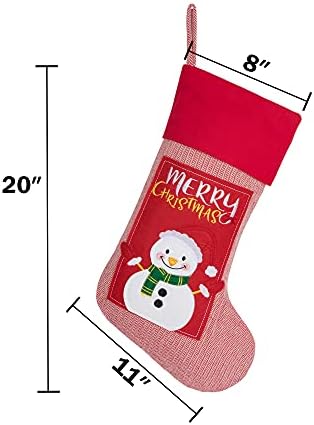 GEX 2021 Божиќни чорапи 4 пакувања за семејство 20 Рустикален класичен вез за везови шема Дедо Снежен човек Камино дрво Големи украси