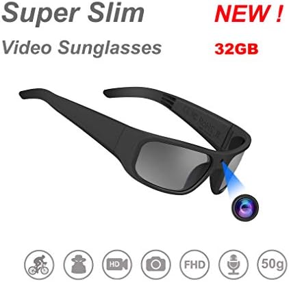 Охо 32G очила за камера, супер тенок 1080p паметни очила со леќи за очила за сонце UV400 за спорт на отворено