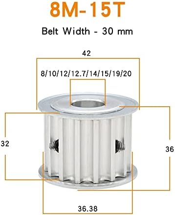 Axwerb Professional 2PCS 8M-15T AF Timing Pulleys, Bore Size 8/10/12/12.7/14/11/19/20мм алуминиумска тркала за алуминиумска макара t терен