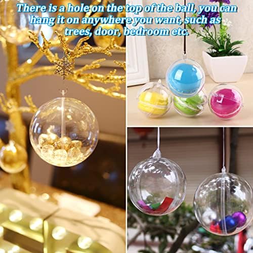 Јасни Божиќни украси, 5 см 20 компјутери чисти украси за занаети пополнети чисти Божиќни топки чисти пластични топки јасно пополнување