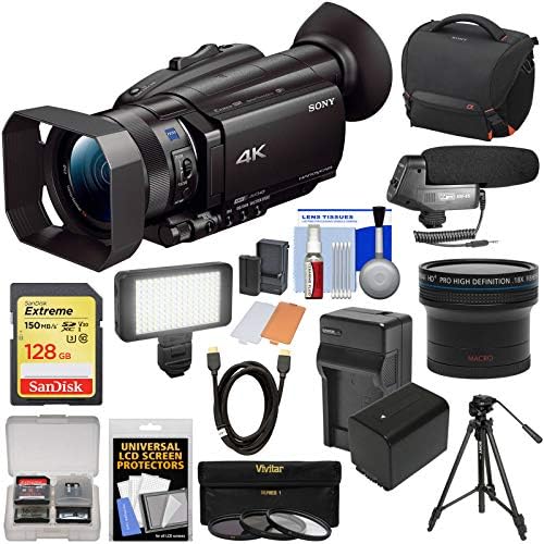 Sony Handycam FDR-AX700 4k HD Видео Камера Камера Со 128gb Картичка + Батерија + Случај + LED Светло + Микрофон + Статив + Филтри