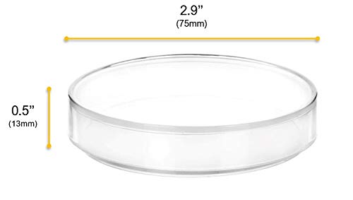 Пластични Петри Јадење Со Капак-2.9 Дијаметар, 0.5 Длабочина-Обликувани Во Полипропилен - Еднократно - Проѕирен-Еиско Лаборатории