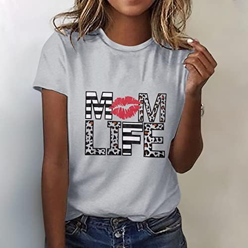 Обична маица за жени Денот на мајката женски графички маици за жени врвен екипаж свилен долг ракав