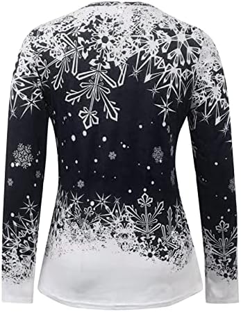Женски грди божиќни џемпери V-врат-вратниот кратки ракави удобно лабава маица за печатење Топ џемпери