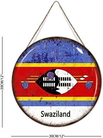 Swaziland Flag Road Ror Door Hanger Sign Swaziland Flag Rustic Farmhouse виси дрвена плоча wallиден знак, земја сувенир Патување
