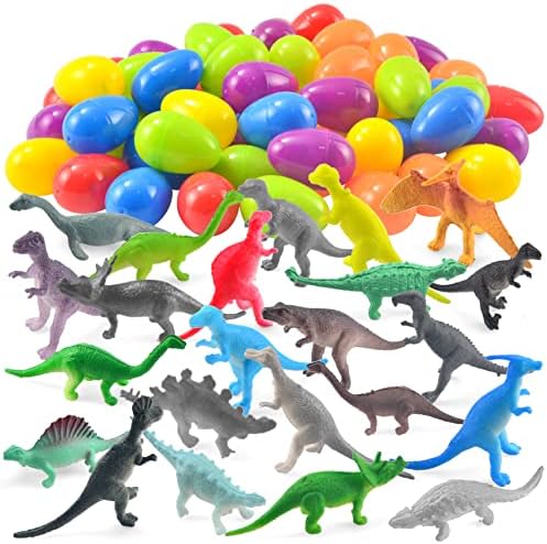 ЏОЈИН 60 Спакувајте Велигденски Јајца со Префилирани Играчки За Диносауруси Велигденска Корпа Фаворизира Велигденски Забави За Деца Велигденски