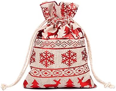 Гуоларизи Постелнина За Складирање Лен Снегулка Бонбони Подарок Памучна Торба Торба Џеб За Влечење Божиќ Екстра Големи Кеси За Складирање