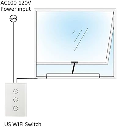 Olideauto Intelligent Smart AC автоматски отвор за прозорецот со Wired US стандардна WiFi Push Panel Control App Control, компатибилен за Alexa